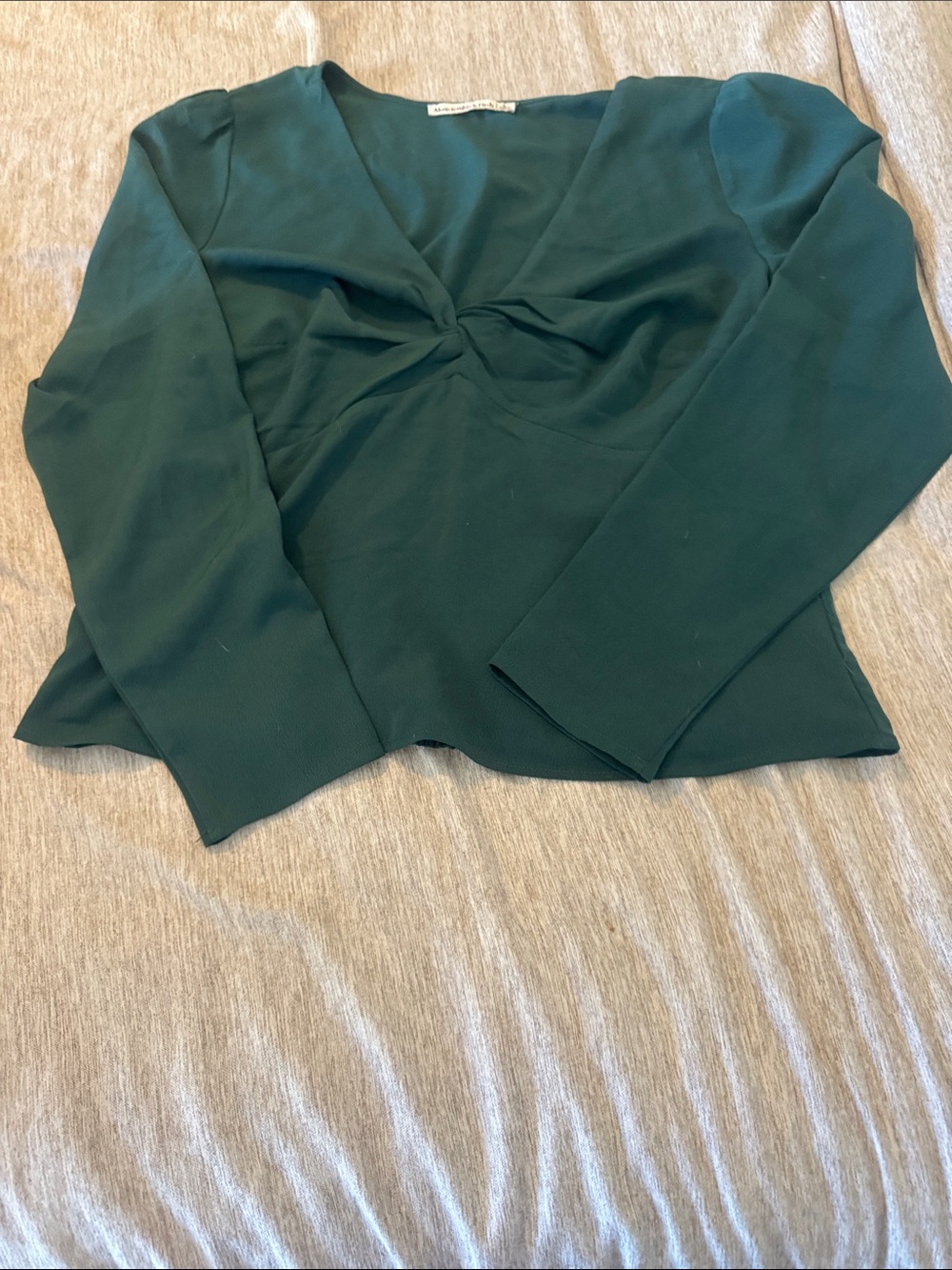 Abercrombie & Fitch Forest Green Twist-Front Long Sleeve Blouse